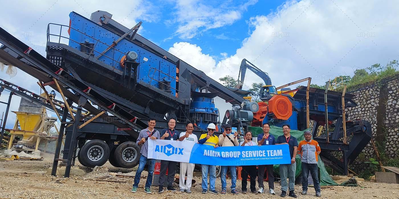 100tph 4 in 1 mobile jaw and cone crusher plant for producing aggregates in sukabumi