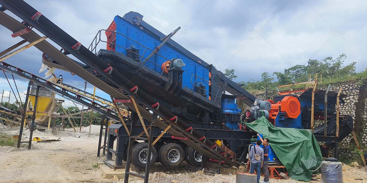 4 in 1 mobile crusher plant for crushing granite in middle java indonesia