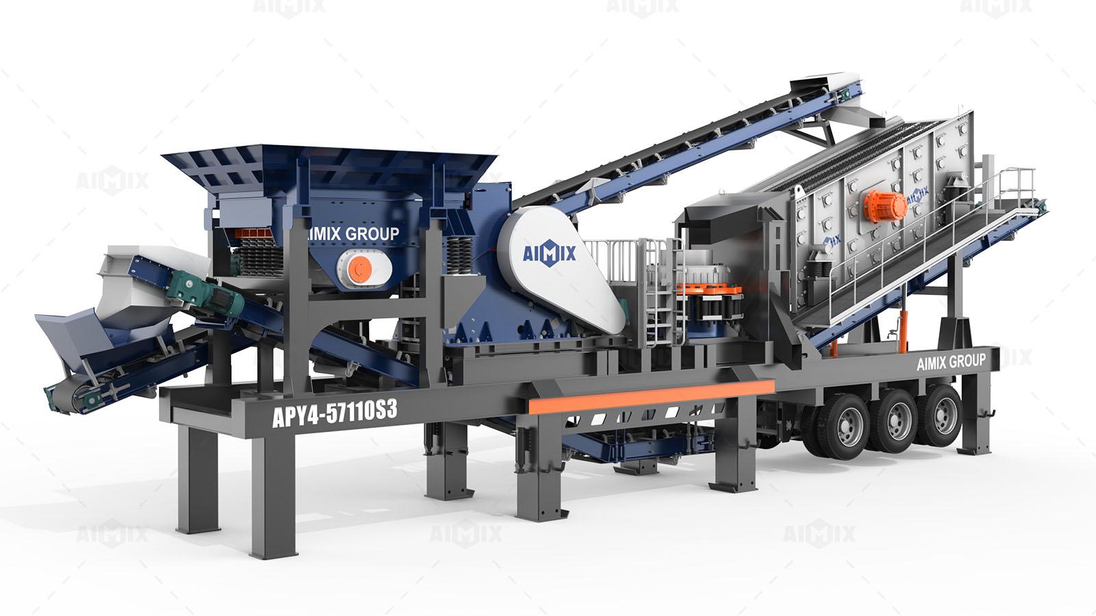 50tph 4 in 1 compact mobile aggregate crusher plant for producing ready mix concrete aggregates